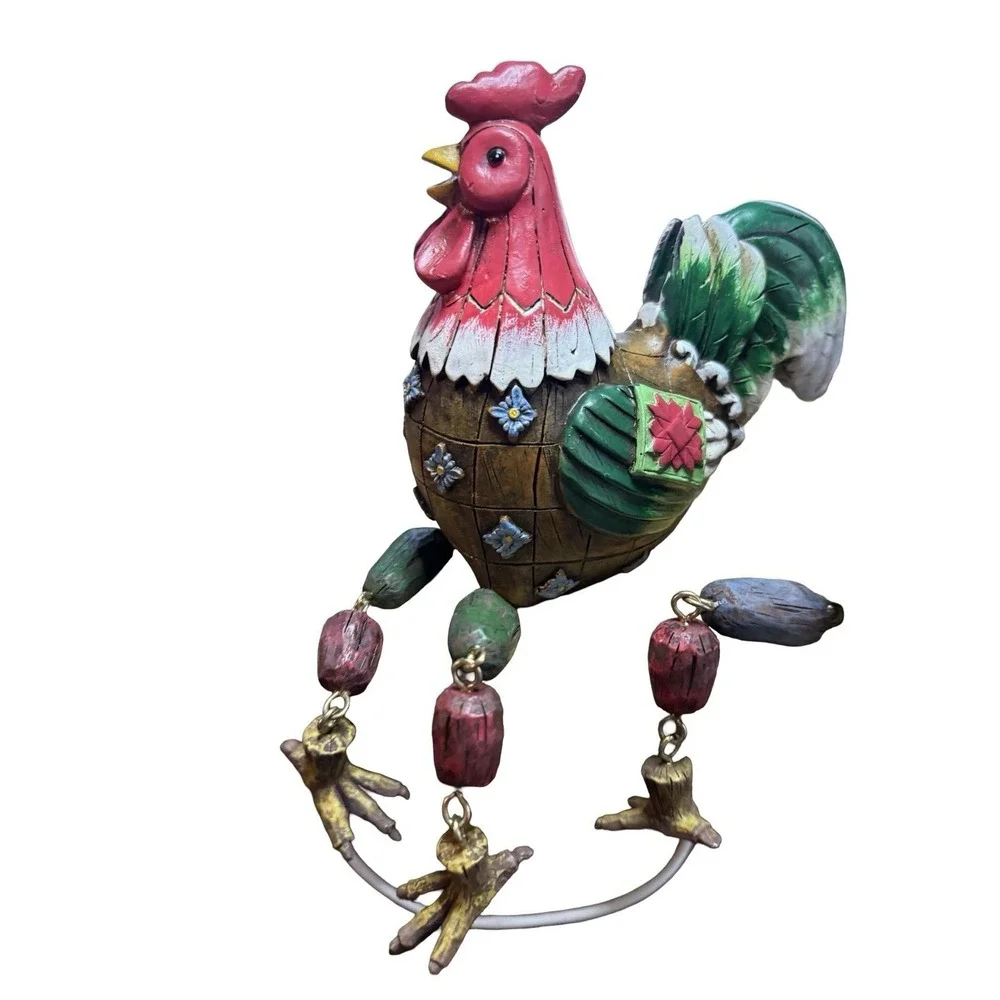 Rooster‎ Shelf Sitter Figurine Farmhouse Decor Dangling Legs Set Of 2